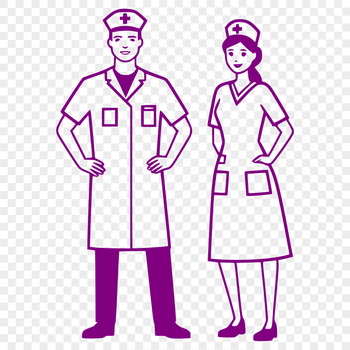 A female healthcare professional in a nurse's uniform, standing upright with a calm expression.