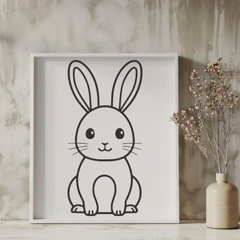 A sitting rabbit illustration, suitable for digital design projects.