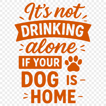 A humorous illustration of a dog holding a speech bubble with a witty saying about pets.