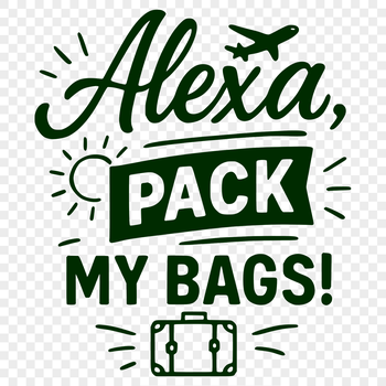 A humorous vacation quote in bold vector font on a clean white background.