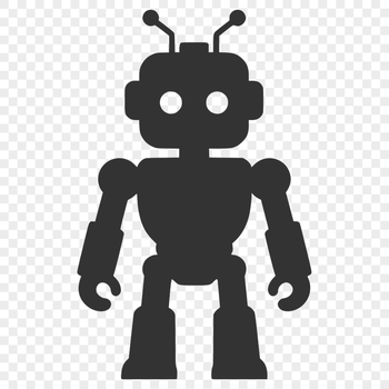 A futuristic robot made up of geometric shapes and lines, suitable for digital cutting and laser engraving.