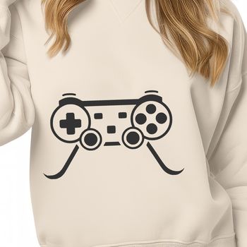 A digital game controller with buttons and joysticks, designed as vector art for various graphic design applications.