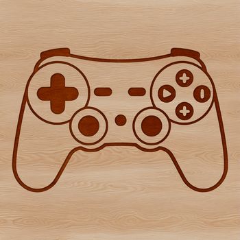 An electronic gaming controller with directional pad and action buttons.