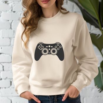 A video game controller with directional pad and buttons.