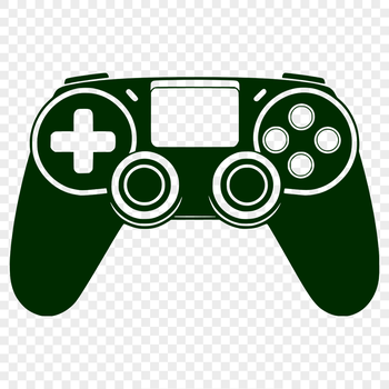 A digital game controller with buttons and joysticks, suitable for vector art and design.