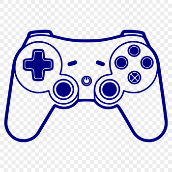 A detailed, illustrated game controller with buttons and joysticks.
