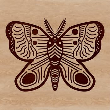 A colorful, ornate butterfly illustration with intricate details.