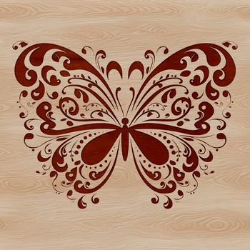 A colorful, ornate butterfly design, suitable for use in gardening or as clip art.