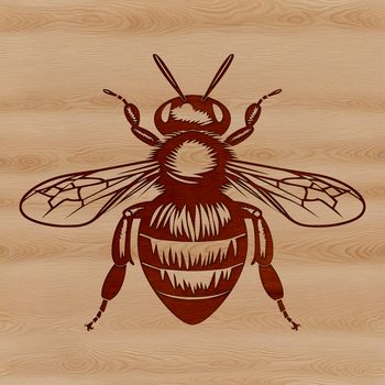 A detailed illustration of a busy honeybee in flight.