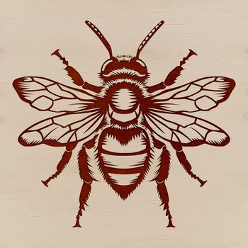 A detailed illustration of a bee, suitable for use in gardening or educational contexts as clip art.