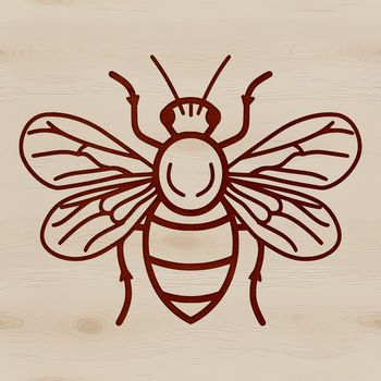 A simple line drawing of a bee insect with a vector design style, suitable for clip art or stenciling.