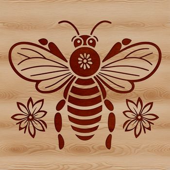 A colorful illustration of a busy bee in flight, suitable for gardening and crafting projects.