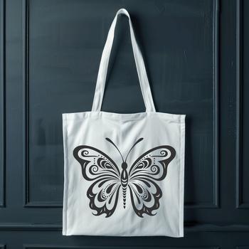 An ornate design featuring a colorful insect with delicate wings spread wide.