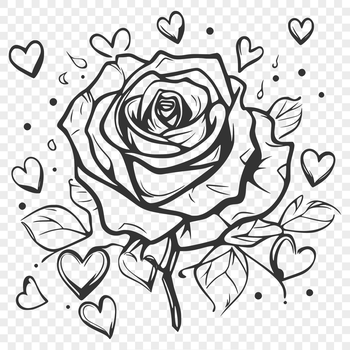 A detailed, high-resolution illustration of a single rose with intricate petals and a delicate center.