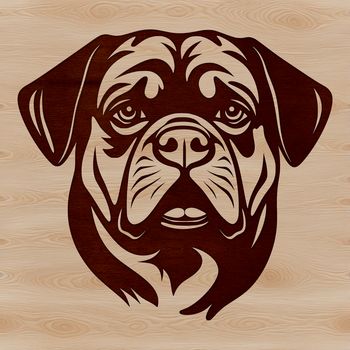 Close-up illustration of a Rottweiler's head, vector design suitable for clip art and commercial or personal use.