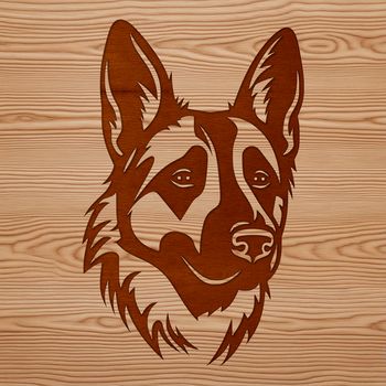 A realistic illustration of a German shepherd dog's head, suitable for vector design and cutting machine projects.