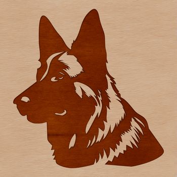 Vector graphic of a German Shepherd dog profile.