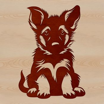 A portrait of a German Shepherd sitting in a calm posture.