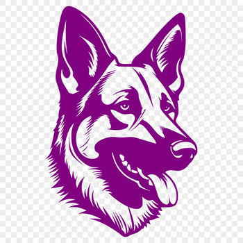 A high-quality digital image of a German Shepherd dog's head in vector format.