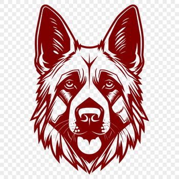 A portrait of a German Shepherd dog with its head held high.