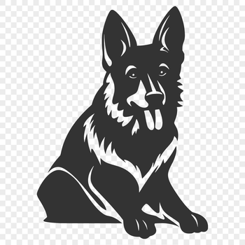 A portrait of a medium-sized German shepherd lying down on its side.