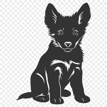 A digital illustration of a full-body German Shepherd dog sitting comfortably, suitable for various design applications.