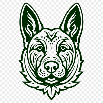 A detailed illustration of a German Shepherd's head, suitable for various design purposes.