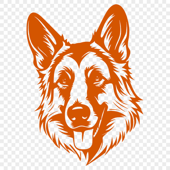 An outline drawing of a German Shepherd dog, suitable for use in design projects.