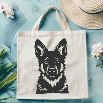 A detailed illustration of a German shepherd dog's head from various angles, suitable for vector art and design.