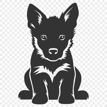 A full-body illustration of a German Shepherd dog sitting, suitable for various uses including clip art and vector design.
