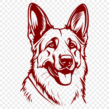 Vector illustration of a German Shepherd dog's head.