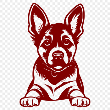 A high-quality vector illustration of a full-body German Shepherd dog lying on its side.