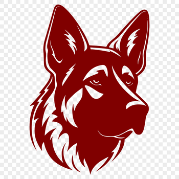 Illustration of a German shepherd animal with a detailed rendering of its facial features.