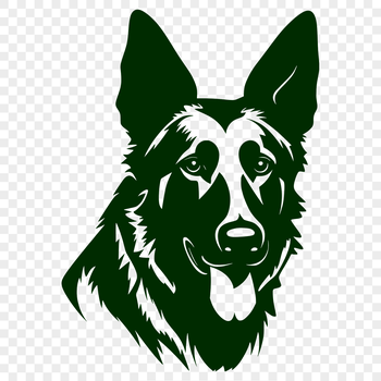 A detailed illustration of a German Shepherd dog's head, suitable for vector design and cutting machine stencils.