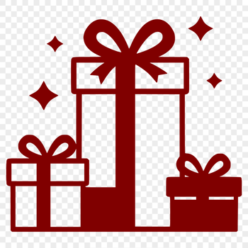 A minimalist 2D illustration of a wrapped gift box with a ribbon on top, suitable for various graphic designs.