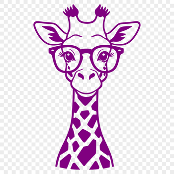 A tall, spotted safari animal, depicted wearing glasses in a simplified illustration style.
