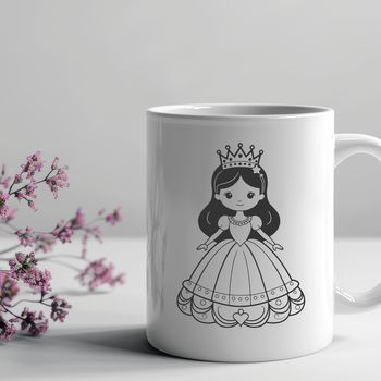A royalty-free SVG design of a young female princess character in a relaxed pose.