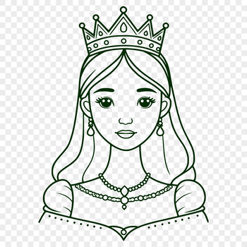 An SVG vector art image featuring a cartoon girl in a royal outfit.