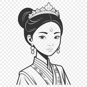 A young female character in royal attire, suitable for use as vector art or clip art.