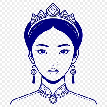 A digital illustration of a female princess with royal attire.