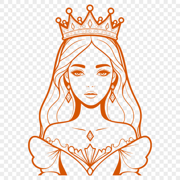 A digital illustration of a young female princess in a traditional fairy tale setting.