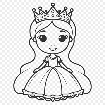 Illustrated female character with royal attire, suitable for graphic design projects.