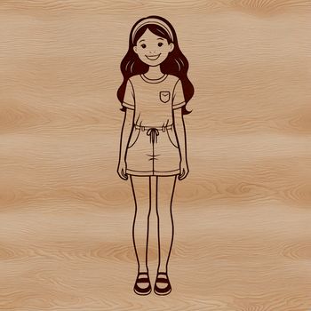 A young female figure in vector format, ideal for digital design and printing.