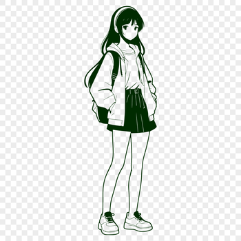 A young girl illustration in digital vector format.