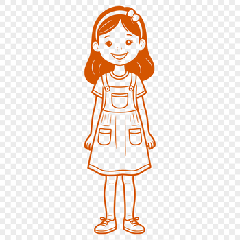 A young female figure designed as a vector graphic.
