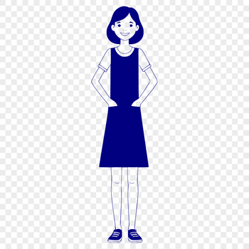 A vector illustration of a young girl with various digital art tools in the background.