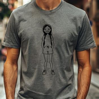 A young female figure designed as vector art.
