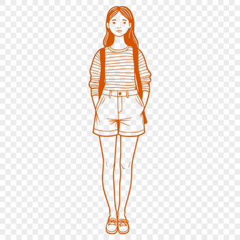 A young girl illustration created as a vector graphic, suitable for various applications.