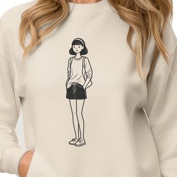 A young female figure illustrated in a vector style suitable for digital cutting machines like Cricut.