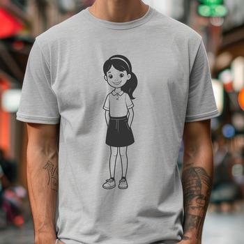 A colorful illustration of a preteen girl created using digital design software.